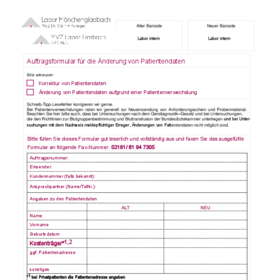 Formular Patientendatenänderungen